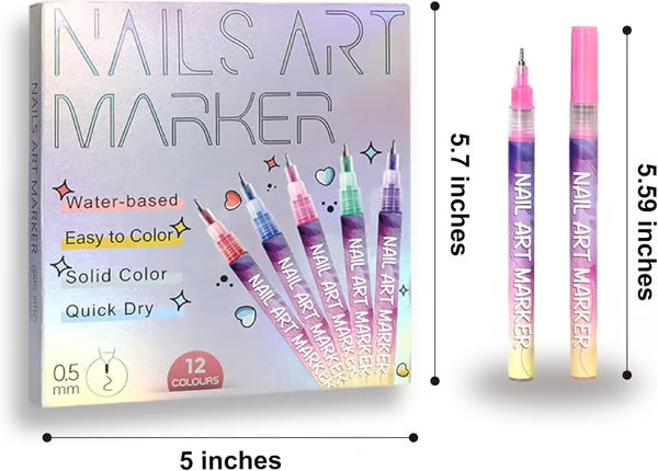 MagicMani™ - 12 Colors Nail Art Pen Marker Set for Creative Designs 💅🎨