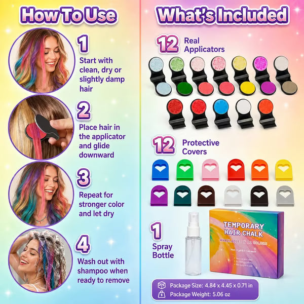 ๐ฅLast Day 49% OFF - ๐12-Color Temporary Hair Chalk Applicator Set