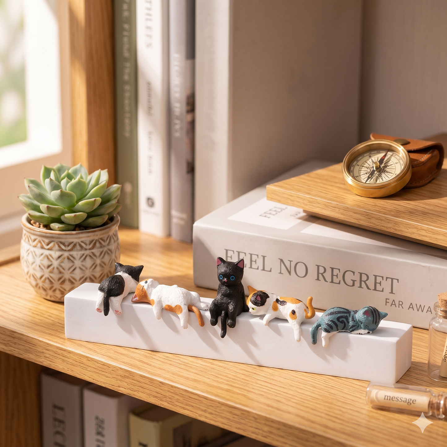 😺Wealth-Attracting Hand-Painted Mini Cat Figurines: 5-Piece