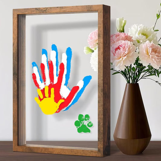 Wooden Transparent Handprint Frame Set, DIY Family Memorial Gift Kit