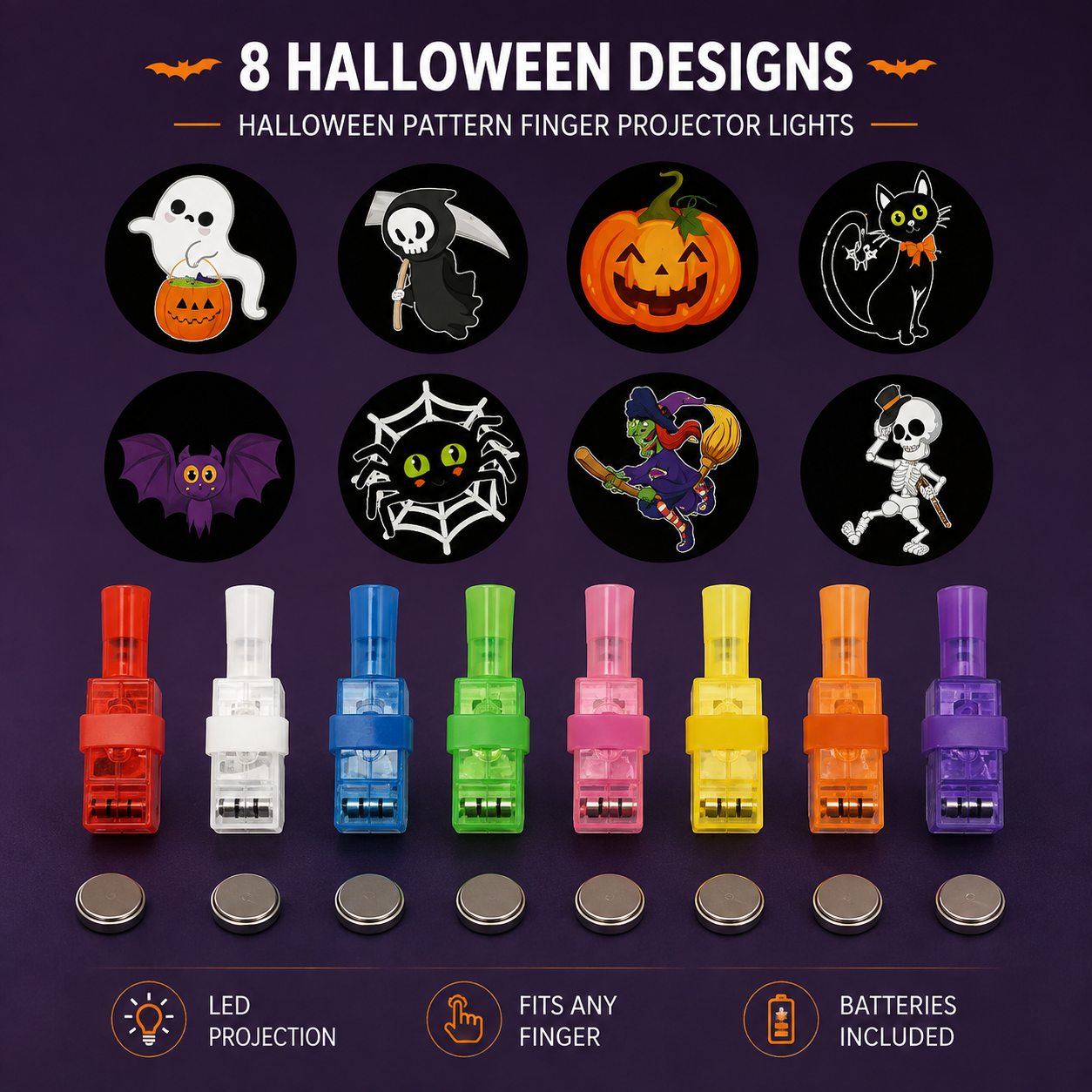 🎃 Halloween Finger Projector Lights – Mini Pattern Projector(36 pcs)