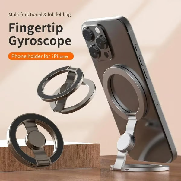 🔥Magnetic Phone Stand & Fidget Spinner Combo, Dual Magnetic Ring Stand, Fidget Toys Adults, 360°，Foldable, MagSafe Compatible