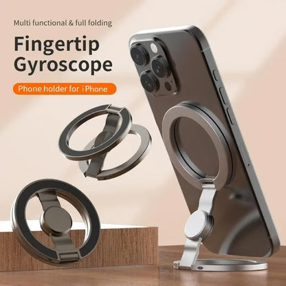 🔥Magnetic Phone Stand & Fidget Spinner Combo, Dual Magnetic Ring Stand, Fidget Toys Adults, 360°，Foldable, MagSafe Compatible