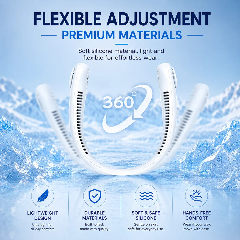 🌬️2026 HOT SALE💞50K+ SOLD!🍃💨 50% OFF! Neck Air Conditioner Fan – Ultra‑quiet, 360° rotating, Hands‑free cooling, long battery