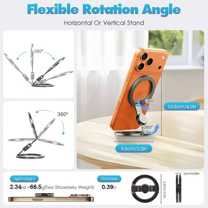 🔥Magnetic Phone Stand & Fidget Spinner Combo, Dual Magnetic Ring Stand, Fidget Toys Adults, 360°，Foldable, MagSafe Compatible