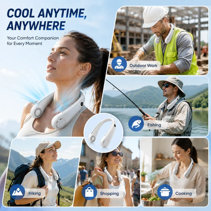 🌬️2026 HOT SALE💞50K+ SOLD!🍃💨 50% OFF! Neck Air Conditioner Fan – Ultra‑quiet, 360° rotating, Hands‑free cooling, long battery