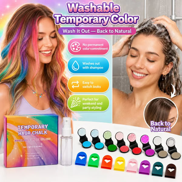 🔥Last Day 49% OFF - 🌈12-Color Temporary Hair Chalk Applicator Set