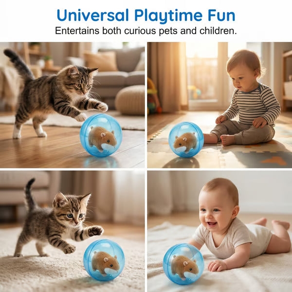 Auto-Rolling Ball with Mouse Hands-Free Play for Indoor Cats