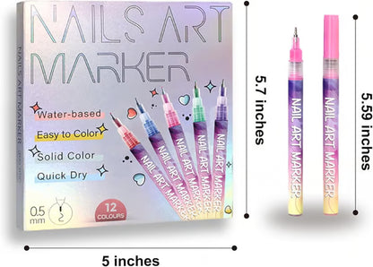 MagicMani™ - 12 Colors Nail Art Pen Marker Set for Creative Designs 💅🎨