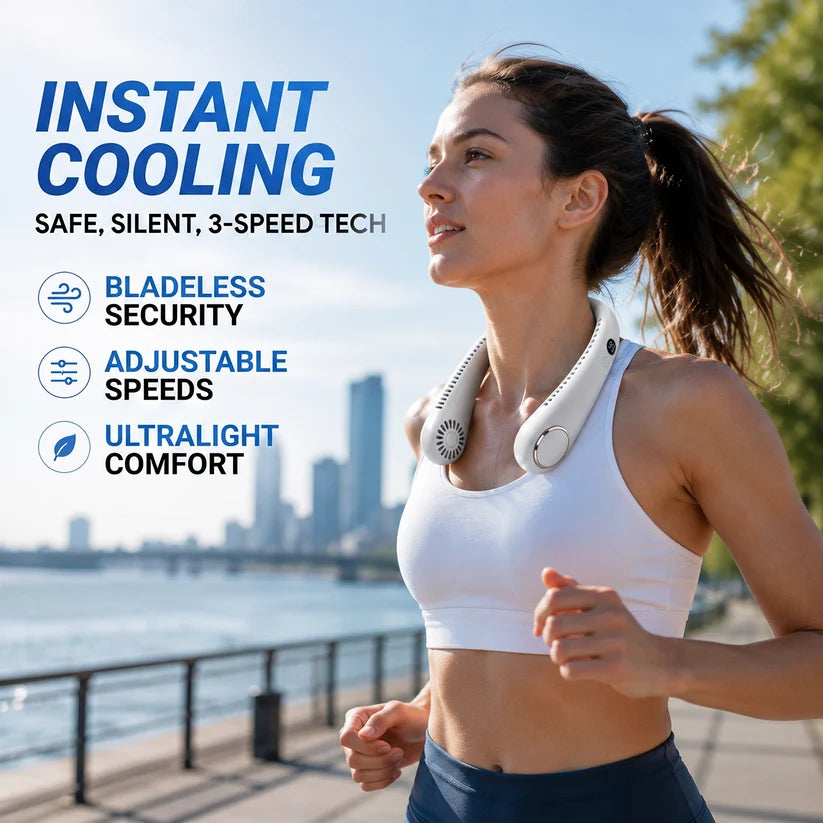 🌬️2026 HOT SALE💞50K+ SOLD!🍃💨 50% OFF! Neck Air Conditioner Fan – Ultra‑quiet, 360° rotating, Hands‑free cooling, long battery