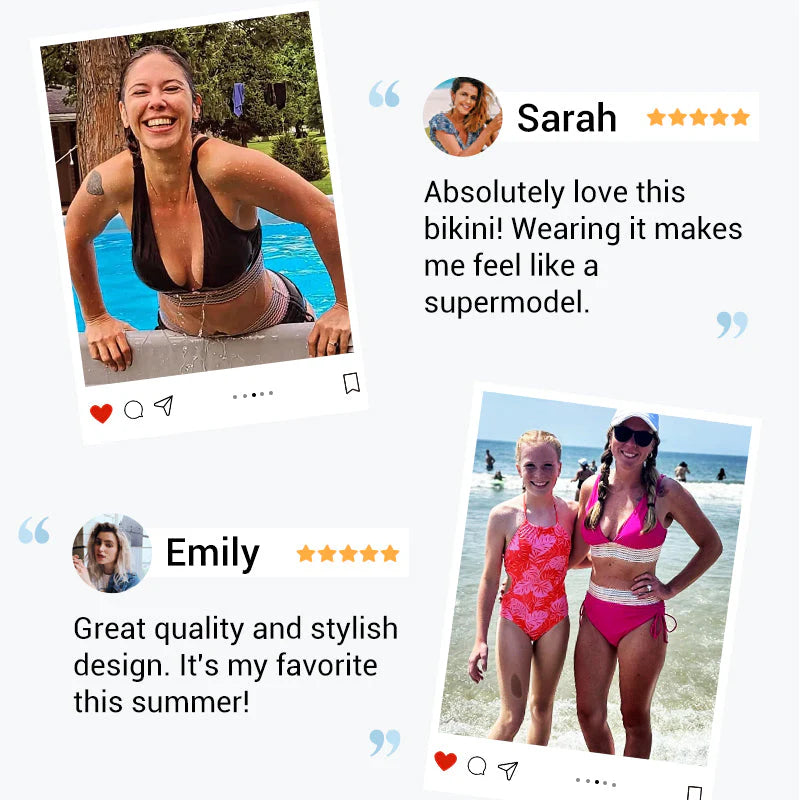 👙High Waisted Tummy Control Color Block Bikini Sets