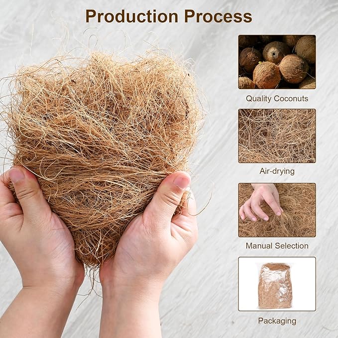 PureCoir™ 100% Natural Versatile Coconut Fiber for Birds, Small Pets & Gardening (2-Pack)