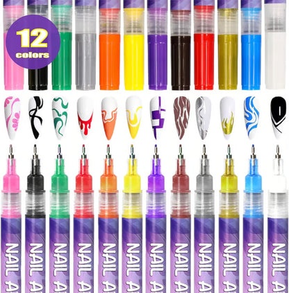 MagicMani™ - 12 Colors Nail Art Pen Marker Set for Creative Designs 💅🎨