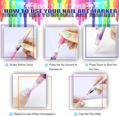 MagicMani™ - 12 Colors Nail Art Pen Marker Set for Creative Designs 💅🎨