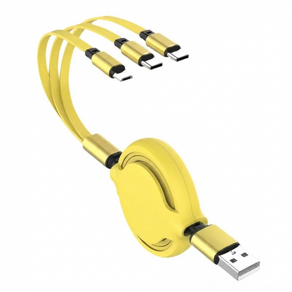 🔄 3-in-1 Retractable Fast Charging Cable—Pocket-Sized Power for Every Device