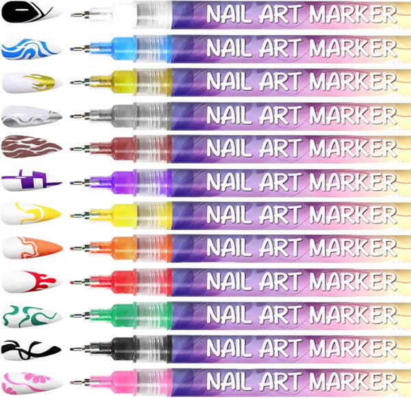 MagicMani™ - 12 Colors Nail Art Pen Marker Set for Creative Designs 💅🎨