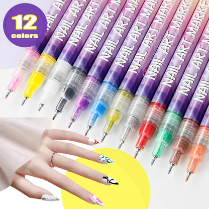 MagicMani™ - 12 Colors Nail Art Pen Marker Set for Creative Designs 💅🎨