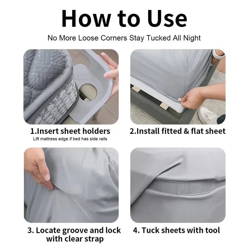 4-Pack Heavy Duty Bed Sheet Clips, Locking Mattress Corner Holders👔