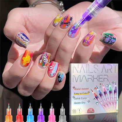 MagicMani™ - 12 Colors Nail Art Pen Marker Set for Creative Designs 💅🎨